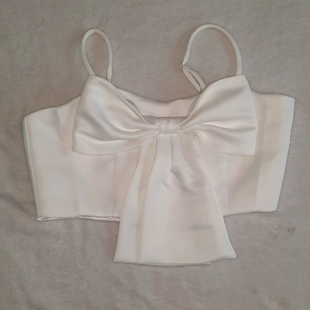 white bow crop top